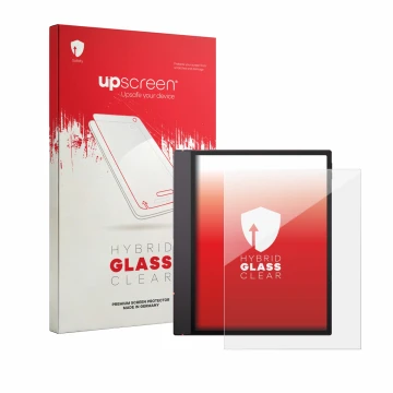 Vorderseite einer Produktverpackung mit dem Markenlogo upscreen. Daneben ist das Gerät Boox Note Air 6 C mit dem zugehörigen D