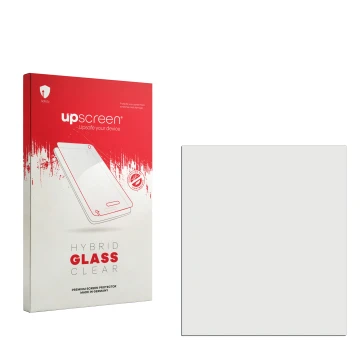 Vorderseite einer Produktverpackung mit dem Markenlogo upscreen. Daneben ist der zugehörige Displayschutz.