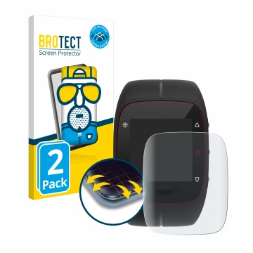 Vorderseite einer Produktverpackung mit dem Markenlogo BROTECT. Daneben ist das Gerät Polar M400 mit dem zugehörigen Displaysc