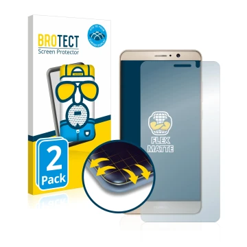 Vorderseite einer Produktverpackung mit dem Markenlogo BROTECT. Daneben ist das Gerät Huawei Mate 9 mit dem zugehörigen Displa