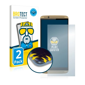 Vorderseite einer Produktverpackung mit dem Markenlogo BROTECT. Daneben ist das Gerät ZTE Axon 7 mit dem zugehörigen Displaysc