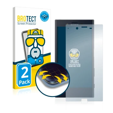 Vorderseite einer Produktverpackung mit dem Markenlogo BROTECT. Daneben ist das Gerät Sony Xperia XZ mit dem zugehörigen Displ