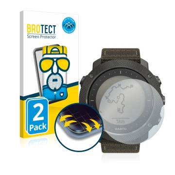 Vorderseite einer Produktverpackung mit dem Markenlogo BROTECT. Daneben ist das Gerät Suunto Traverse Alpha mit dem zugehörige