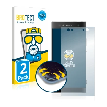 Vorderseite einer Produktverpackung mit dem Markenlogo BROTECT. Daneben ist das Gerät Sony Xperia XA2 Ultra mit dem zugehörige