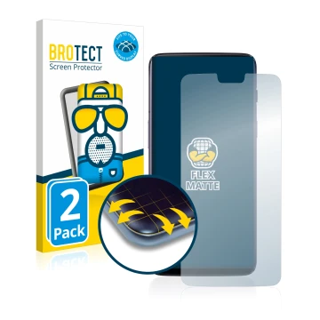 Vorderseite einer Produktverpackung mit dem Markenlogo BROTECT. Daneben ist das Gerät OnePlus 6 mit dem zugehörigen Displaysch