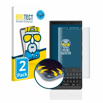 Vorderseite einer Produktverpackung mit dem Markenlogo BROTECT. Daneben ist das Gerät BlackBerry Key2 mit dem zugehörigen Disp