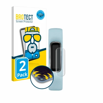 Vorderseite einer Produktverpackung mit dem Markenlogo BROTECT. Daneben ist das Gerät Garmin Vivosmart 4 mit dem zugehörigen D