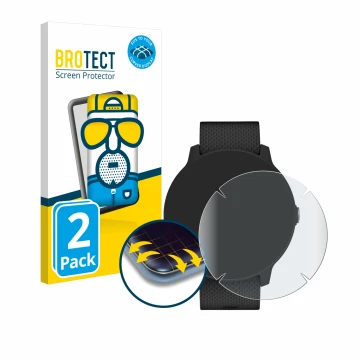 Vorderseite einer Produktverpackung mit dem Markenlogo BROTECT. Daneben ist das Gerät Garmin vivoactive 3 Music mit dem zugehö