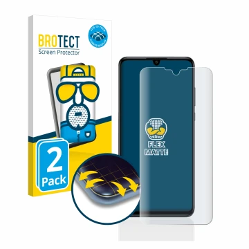 Vorderseite einer Produktverpackung mit dem Markenlogo BROTECT. Daneben ist das Gerät Huawei P30 lite mit dem zugehörigen Disp