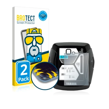Vorderseite einer Produktverpackung mit dem Markenlogo BROTECT. Daneben ist das Gerät Yamaha LCD-C Display 2019 (E-Bike Displa