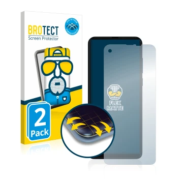 Vorderseite einer Produktverpackung mit dem Markenlogo BROTECT. Daneben ist das Gerät Motorola One Vision mit dem zugehörigen 