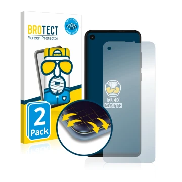 Vorderseite einer Produktverpackung mit dem Markenlogo BROTECT. Daneben ist das Gerät Motorola One Action mit dem zugehörigen 