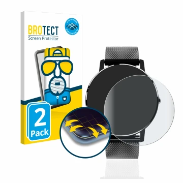 Vorderseite einer Produktverpackung mit dem Markenlogo BROTECT. Daneben ist das Gerät Holalei Fitness Tracker 1.3