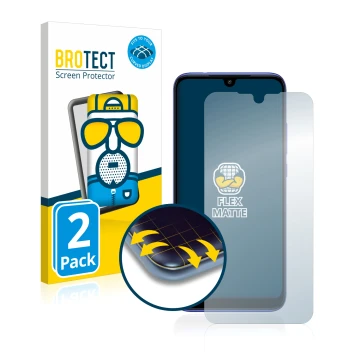 Vorderseite einer Produktverpackung mit dem Markenlogo BROTECT. Daneben ist das Gerät Xiaomi Redmi 8 mit dem zugehörigen Displ
