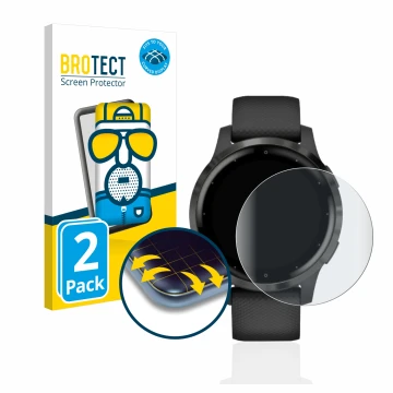 Vorderseite einer Produktverpackung mit dem Markenlogo BROTECT. Daneben ist das Gerät Garmin vivoactive 4 (45 mm) mit dem zuge