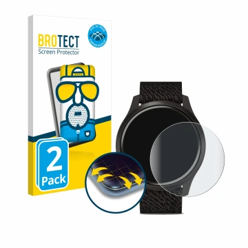 Vorderseite einer Produktverpackung mit dem Markenlogo BROTECT. Daneben ist das Gerät Garmin vivomove Style (42 mm) mit dem zu