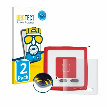 Vorderseite einer Produktverpackung mit dem Markenlogo BROTECT. Daneben ist das Gerät Tonies Toniebox mit dem zugehörigen Disp