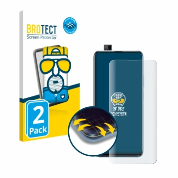 Vorderseite einer Produktverpackung mit dem Markenlogo BROTECT. Daneben ist das Gerät Huawei P smart Pro 2019 mit dem zugehöri