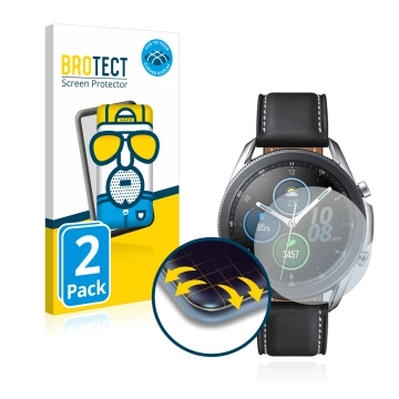Vorderseite einer Produktverpackung mit dem Markenlogo BROTECT. Daneben ist das Gerät Samsung Galaxy Watch 3 (41mm) mit dem zu