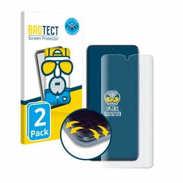 Vorderseite einer Produktverpackung mit dem Markenlogo BROTECT. Daneben ist das Gerät Samsung Galaxy S20 5G mit dem zugehörige