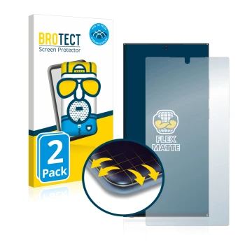 Vorderseite einer Produktverpackung mit dem Markenlogo BROTECT. Daneben ist das Gerät Samsung Galaxy Note 20 Ultra 5G mit dem 
