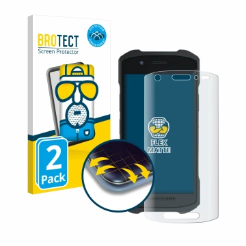 Vorderseite einer Produktverpackung mit dem Markenlogo BROTECT. Daneben ist das Gerät Zebra TC21 mit dem zugehörigen Displaysc