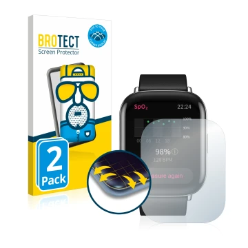 Vorderseite einer Produktverpackung mit dem Markenlogo BROTECT. Daneben ist das Gerät Zepp E Square mit dem zugehörigen Displa