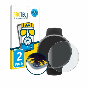 Vorderseite einer Produktverpackung mit dem Markenlogo BROTECT. Daneben ist das Gerät Polar Vantage V2 mit dem zugehörigen Dis