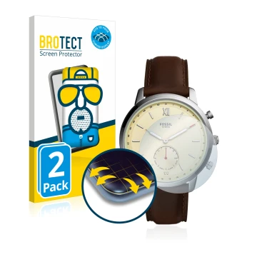 Vorderseite einer Produktverpackung mit dem Markenlogo BROTECT. Daneben ist das Gerät Fossil Neutra Hybrid HR mit dem zugehöri