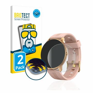 Vorderseite einer Produktverpackung mit dem Markenlogo BROTECT. Daneben ist das Gerät AGPtek LW11 mit dem zugehörigen Displays