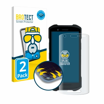 Vorderseite einer Produktverpackung mit dem Markenlogo BROTECT. Daneben ist das Gerät Zebra TC26 mit dem zugehörigen Displaysc