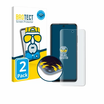Vorderseite einer Produktverpackung mit dem Markenlogo BROTECT. Daneben ist das Gerät Xiaomi Redmi Note 10 5G mit dem zugehöri