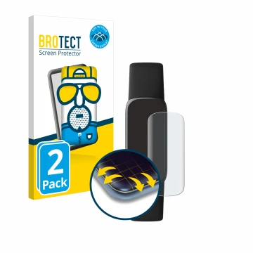 Vorderseite einer Produktverpackung mit dem Markenlogo BROTECT. Daneben ist das Gerät Fitbit Luxe mit dem zugehörigen Displays