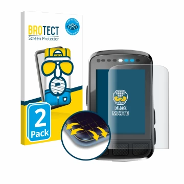 Vorderseite einer Produktverpackung mit dem Markenlogo BROTECT. Daneben ist das Gerät Wahoo Elemnt Bolt V2 GPS mit dem zugehör
