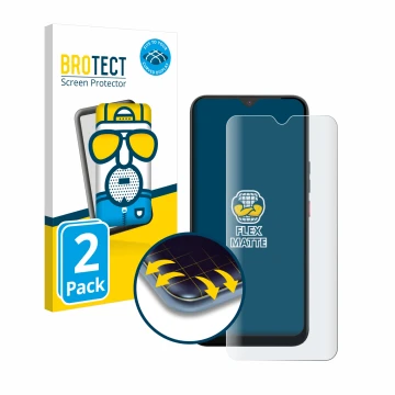 Vorderseite einer Produktverpackung mit dem Markenlogo BROTECT. Daneben ist das Gerät Gigaset GS5 mit dem zugehörigen Displays