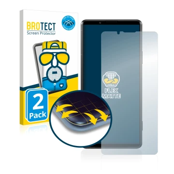 Vorderseite einer Produktverpackung mit dem Markenlogo BROTECT. Daneben ist das Gerät Sony Xperia Pro-I mit dem zugehörigen Di