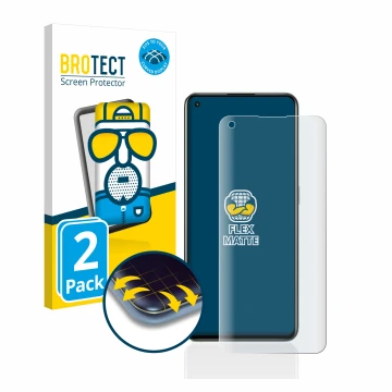 Vorderseite einer Produktverpackung mit dem Markenlogo BROTECT. Daneben ist das Gerät realme GT 2 Pro mit dem zugehörigen Disp