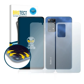 Vorderseite einer Produktverpackung mit dem Markenlogo BROTECT. Daneben ist das Gerät Xiaomi Redmi Note 11 Pro 5G (Display+Rüc