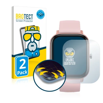 Vorderseite einer Produktverpackung mit dem Markenlogo BROTECT. Daneben ist das Gerät DCU Tecnologic Smartwatch Curved Glass m