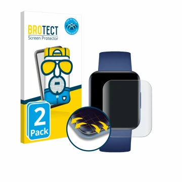 Vorderseite einer Produktverpackung mit dem Markenlogo BROTECT. Daneben ist das Gerät Xiaomi Poco Watch mit dem zugehörigen Di