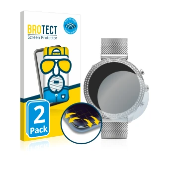 Vorderseite einer Produktverpackung mit dem Markenlogo BROTECT. Daneben ist das Gerät Fossil Stella (6. Gen) mit dem zugehörig