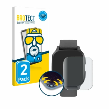Vorderseite einer Produktverpackung mit dem Markenlogo BROTECT. Daneben ist das Gerät Garmin Venu Sq 2 mit dem zugehörigen Dis