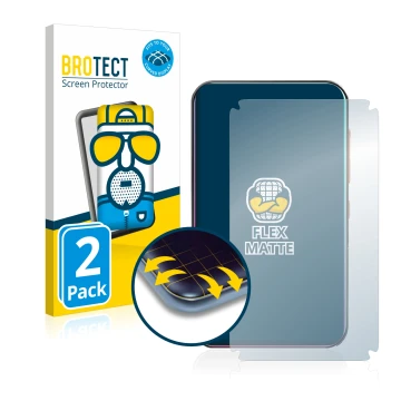 Vorderseite einer Produktverpackung mit dem Markenlogo BROTECT. Daneben ist das Gerät Timmkoo Q3E mit dem zugehörigen Displays