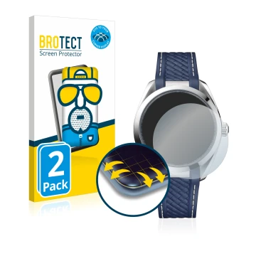 Vorderseite einer Produktverpackung mit dem Markenlogo BROTECT. Daneben ist das Gerät Omega Seamaster AQUA TERRA 150 M (41mm) 