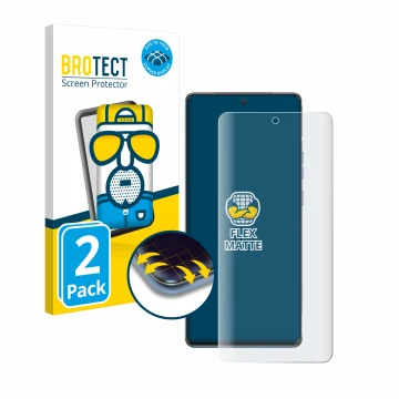 Vorderseite einer Produktverpackung mit dem Markenlogo BROTECT. Daneben ist das Gerät Motorola Edge 40 Pro mit dem zugehörigen