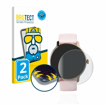 Vorderseite einer Produktverpackung mit dem Markenlogo BROTECT. Daneben ist das Gerät Hama Fit Watch 4910 mit dem zugehörigen 