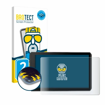 Vorderseite einer Produktverpackung mit dem Markenlogo BROTECT. Daneben ist das Gerät Garmin zumo XT2 mit dem zugehörigen Disp