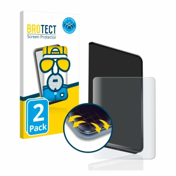 Vorderseite einer Produktverpackung mit dem Markenlogo BROTECT. Daneben ist das Gerät Ledger Stax crypto wallet mit dem zugehö
