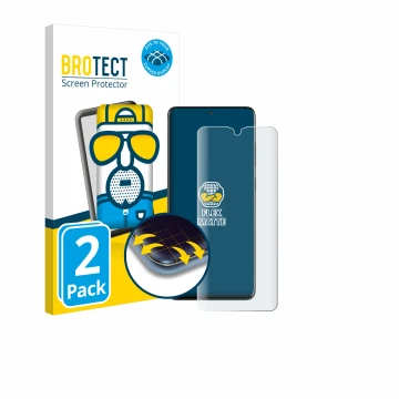 Vorderseite einer Produktverpackung mit dem Markenlogo BROTECT. Daneben ist das Gerät Samsung Galaxy S20 Ultra (case-friendly)