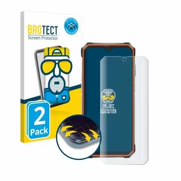 Vorderseite einer Produktverpackung mit dem Markenlogo BROTECT. Daneben ist das Gerät Blackview BV9200 mit dem zugehörigen Dis